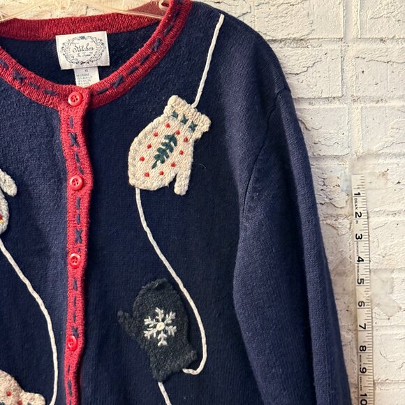 Stitches in Time Vintage Handcrafted Christmas Mittens Cardigan – Women’s 1X – - Picture 2 of 10